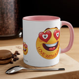 Love With A Smile Emoji on Accent Coffee Mug, 11oz