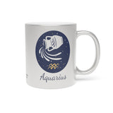 Aquarius Zodiac Metallic Mug (Silver / Gold) 11 oz