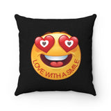 Love With A Smile Emoji Design on Spun Polyester Square Pillow