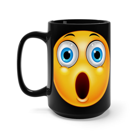 Surprised Emoji Black Mug 15oz