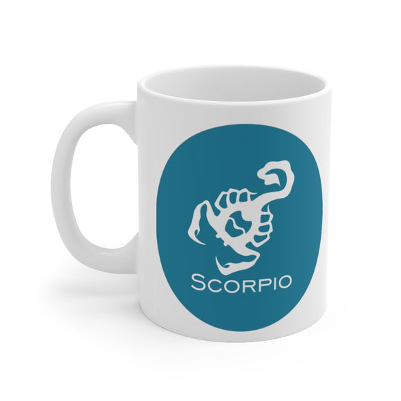 Blue Coin Scorpio Zodiac Design on Ceramic Mug 11oz