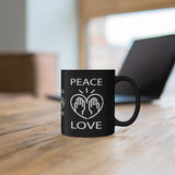 Peace Love design (2) on 11oz Black Mug