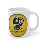 Gold Coin Aquarius Zodiac Design on Ceramic Mug 11oz