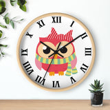 Watchful Owl Roman Numerals Wall clock