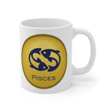Gold Coin Pisces Zodiac Design on Ceramic Mug 11oz